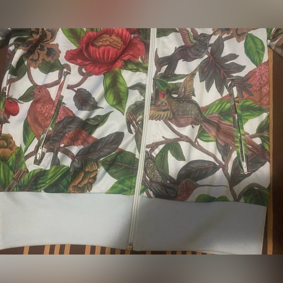 ADIDAS White Floral & Bird Print Track Jacket - Picture 6 of 10